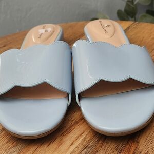 Bandolino Blue Mules with Wavy Strap